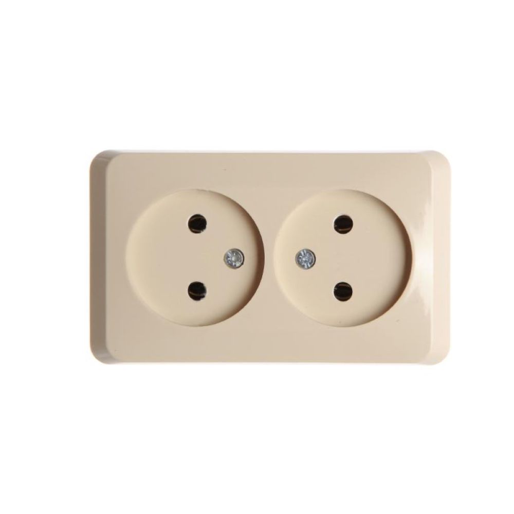 Розетка двойная без заземления со шторками 16А Systeme Electric (Schneider Electric) Etude, кремовый PA16-006K