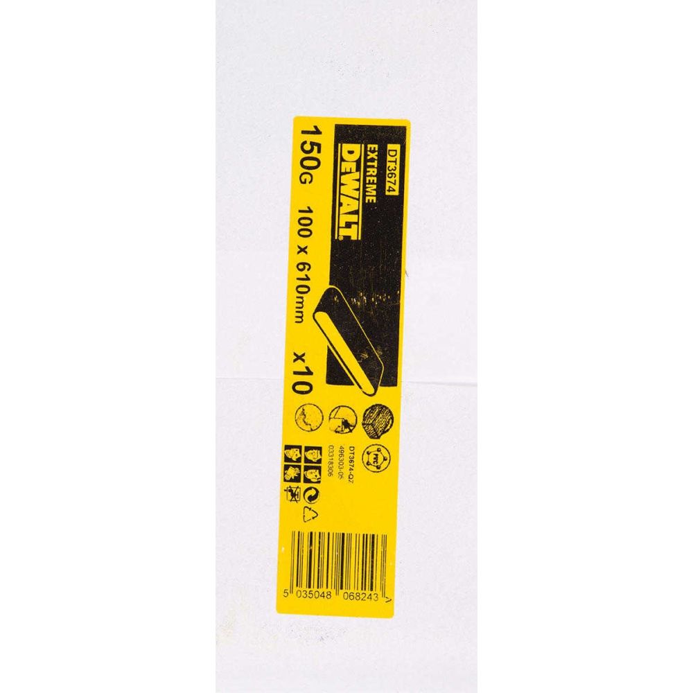 Шлифленты 100 x 610 мм, 150G, 10 шт. DEWALT DT3674