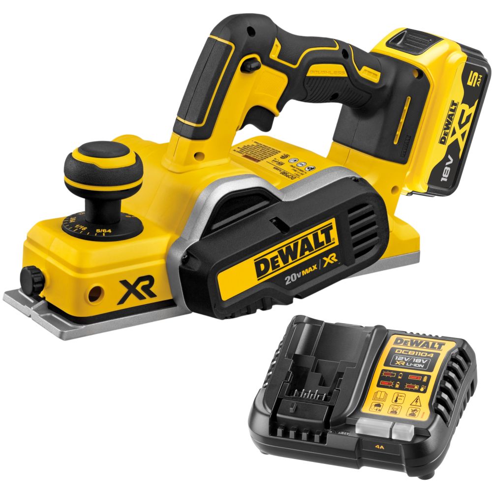 Аккумуляторный рубанок DEWALT DCP580BP1, 20 В, 15000 об/мин, 82 мм, с АКБ 5 Ач и ЗУ (DCP580BP1-XJ)