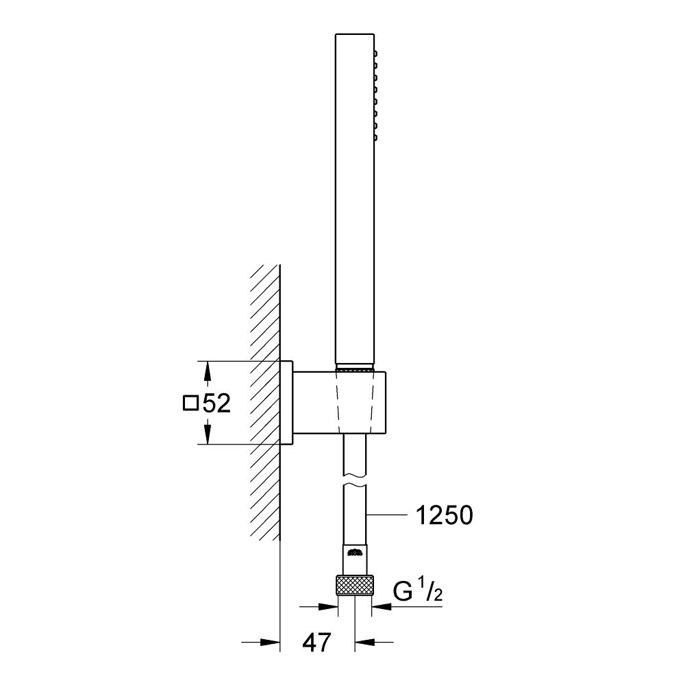 Душевой набор GROHE Euphoria Cube, 1 режим, 1250 мм, 9,5 л/мин, хром (27703000)