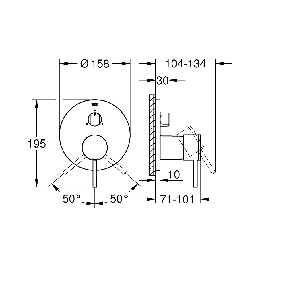 Внешняя часть смесителя для ванны GROHE Atrio на 3 потребителя, темный графит матовый (24096AL3)