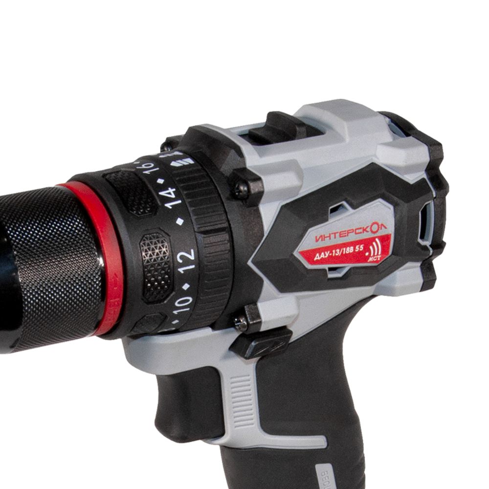 Дрель-шуруповерт ИНТЕРСКОЛ ДАУ-13/18В 55, 18 В, 1850 об/мин, 27750 уд/мин, с АКБ 4 Ач и ЗУ (953.0.0.70-B4C)