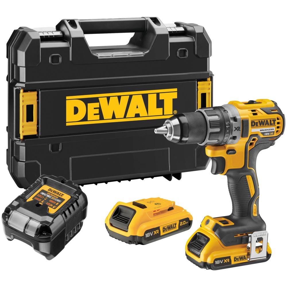 Аккумуляторная дрель-шуруповерт DEWALT DCD791D2, 18 В, 2000 об/мин, с 2 АКБ 2 Ач и ЗУ, в кейсе TSTAK(УЦЕНЕННЫЙ ТОВАР) (DCD791D2-QW/U1)