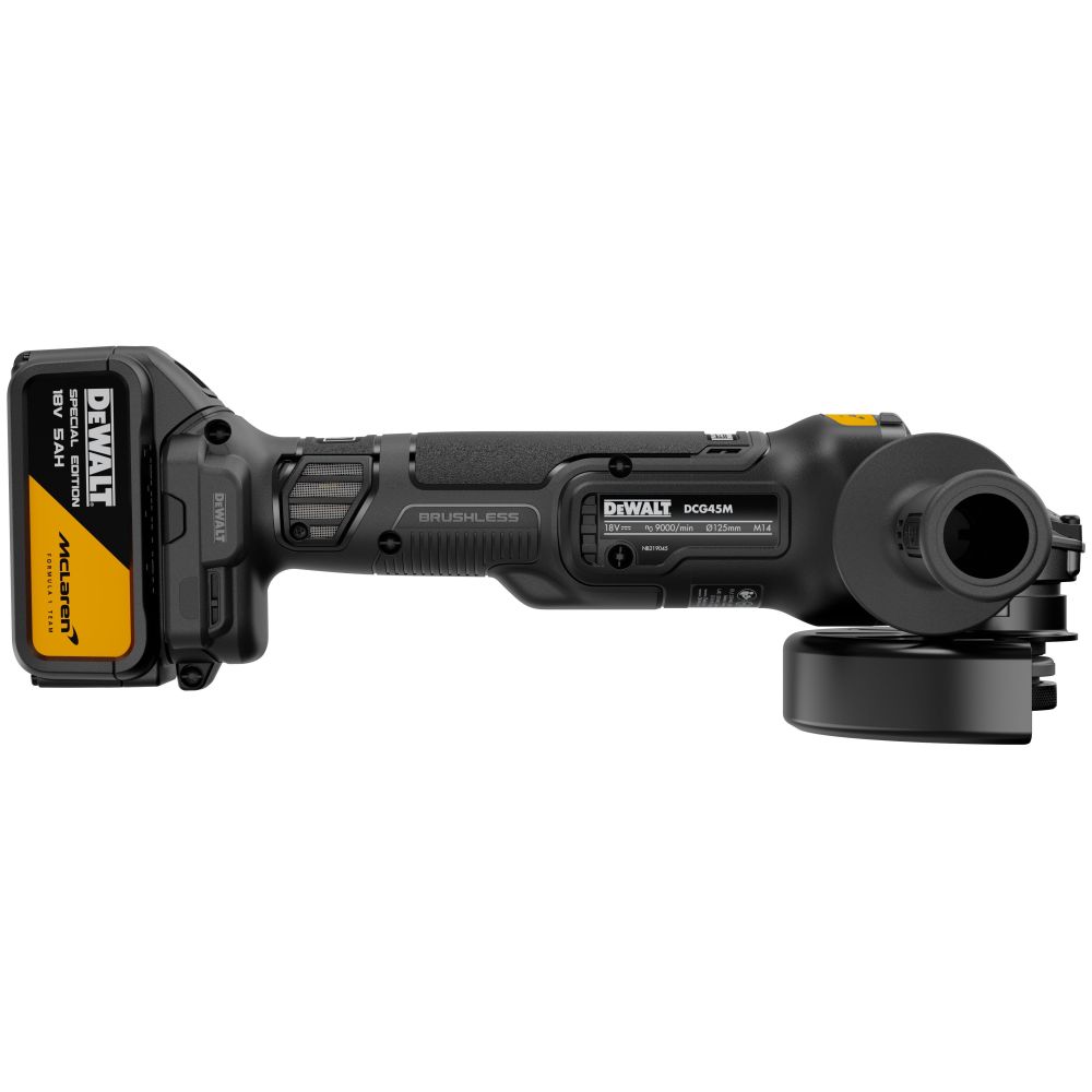Аккумуляторный набор DEWALT McLaren Limited Edition DCK2225MP2T, 18 В: УШМ + гайковерт, с 2 АКБ 5 Ач и ЗУ, в кейсе TSTAK