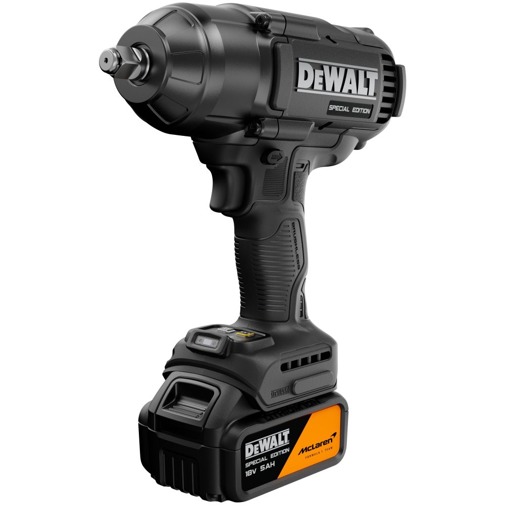 Аккумуляторный набор DEWALT McLaren Limited Edition DCK2225MP2T, 18 В: УШМ + гайковерт, с 2 АКБ 5 Ач и ЗУ, в кейсе TSTAK