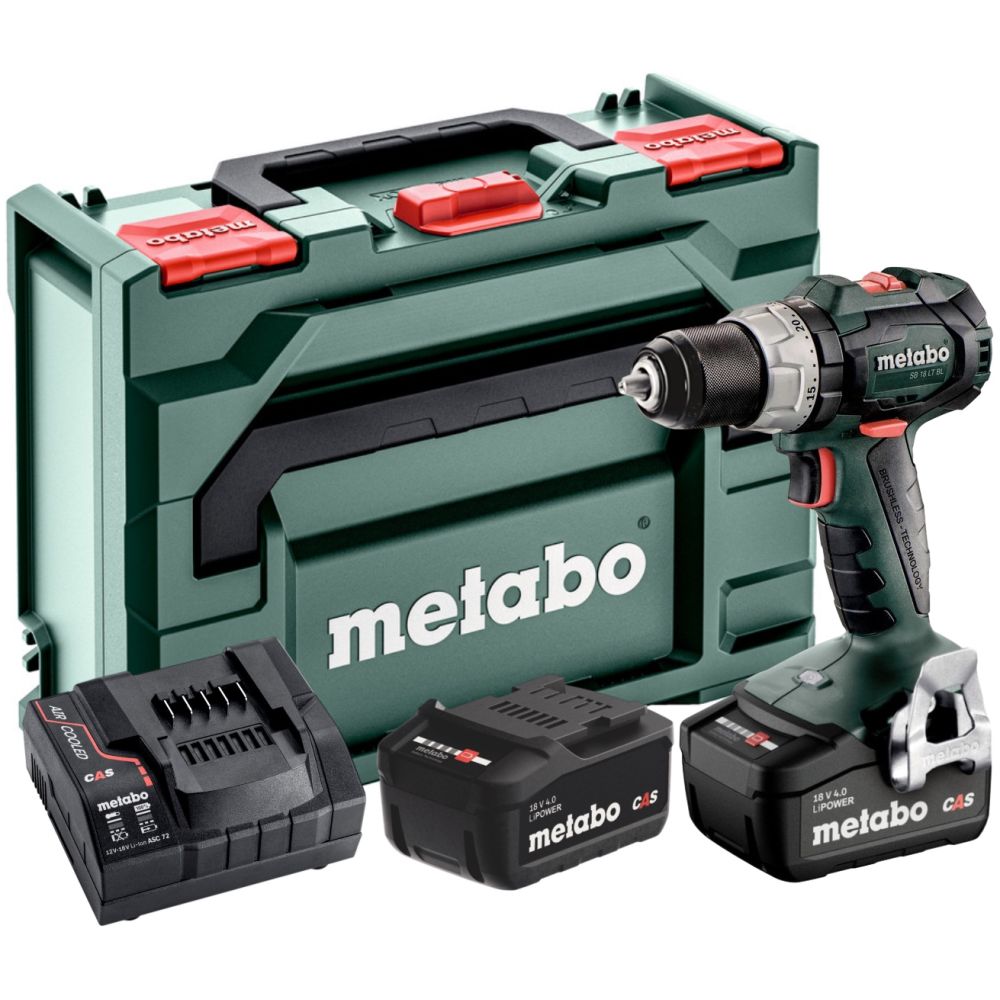 Аккумуляторная ударная дрель-шуруповерт Metabo SB 18 LT BL, 18 В, 2100 об/мин, 31950 уд/мин, с 2 АКБ 4 Ач и ЗУ, в кейсе metaBOX