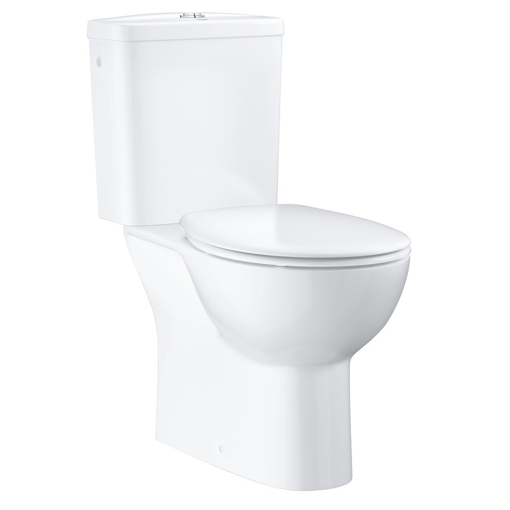 Унитаз напольный с бачком и сиденьем с микролифтом GROHE Bau Ceramic, альпин-белый (39346000)
