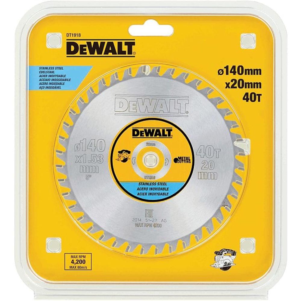 Пильный диск DEWALT METAL CUTTING DT1918, 140/20 мм.