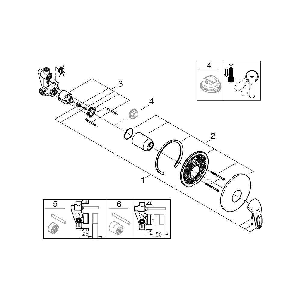 Смеситель для душа GROHE Eurostyle в комплекте с монтажной частью, хром (33635003)