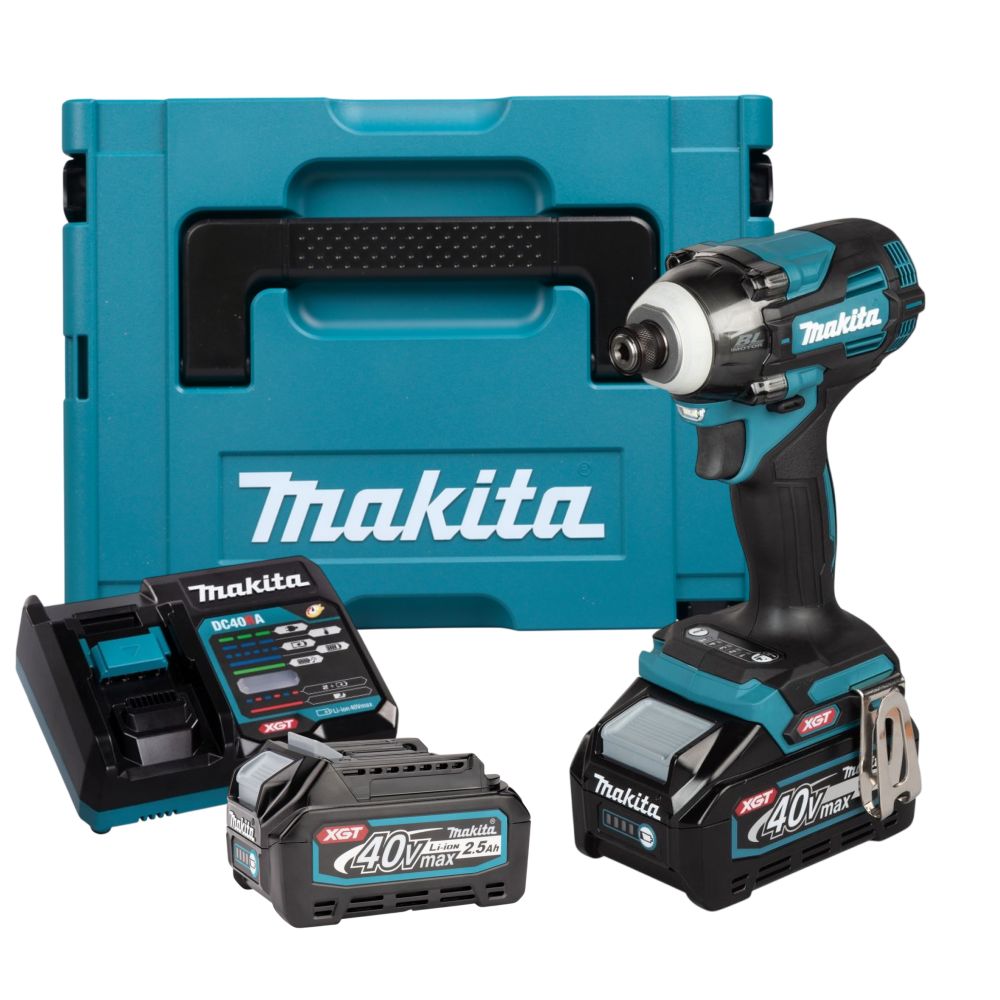 Аккумуляторный ударный шуруповерт Makita TD004GD201, 40 В, 230 Нм, 3900 уд/мин, с 2 АКБ 2.5 Ач и ЗУ, в кейсе MakPac