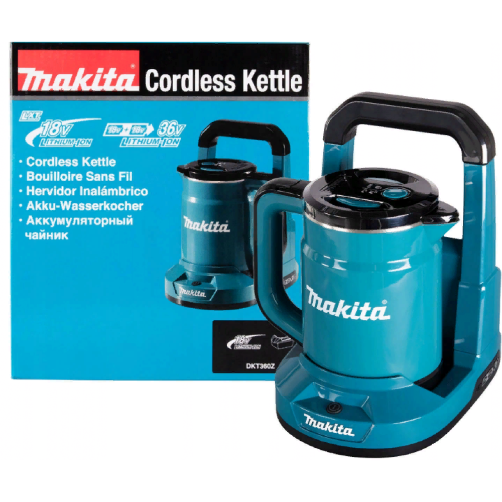 Аккумуляторный чайник Makita, 36 В, 800 мл, без АКБ и ЗУ, DKT360Z