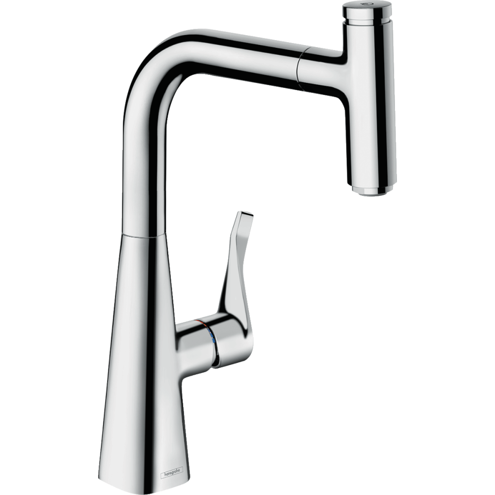Смеситель для кухонной мойки hansgrohe Metris Select M71 240, с вытяжным изливом, sBox 73802000, хром