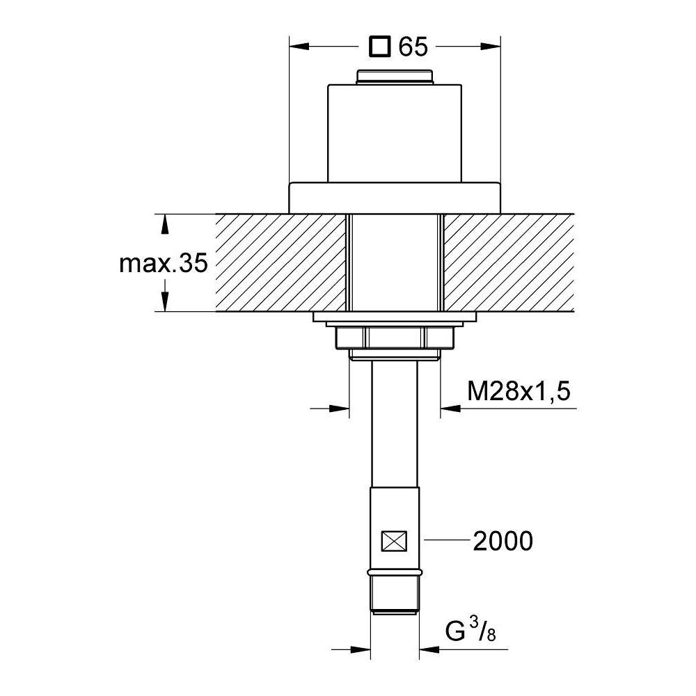 Вывод для ручного выдвижного душа GROHE Cube, 2000 мм шланг в комплекте, хром (27531000)
