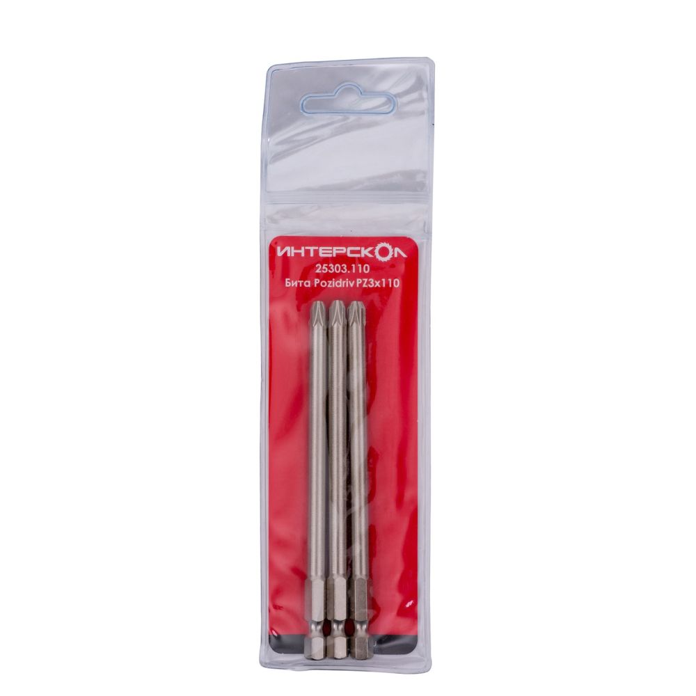 Бита ИНТЕРСКОЛ PZ3, 110 мм хвостовик 1/4", 3 шт. (25303.110)