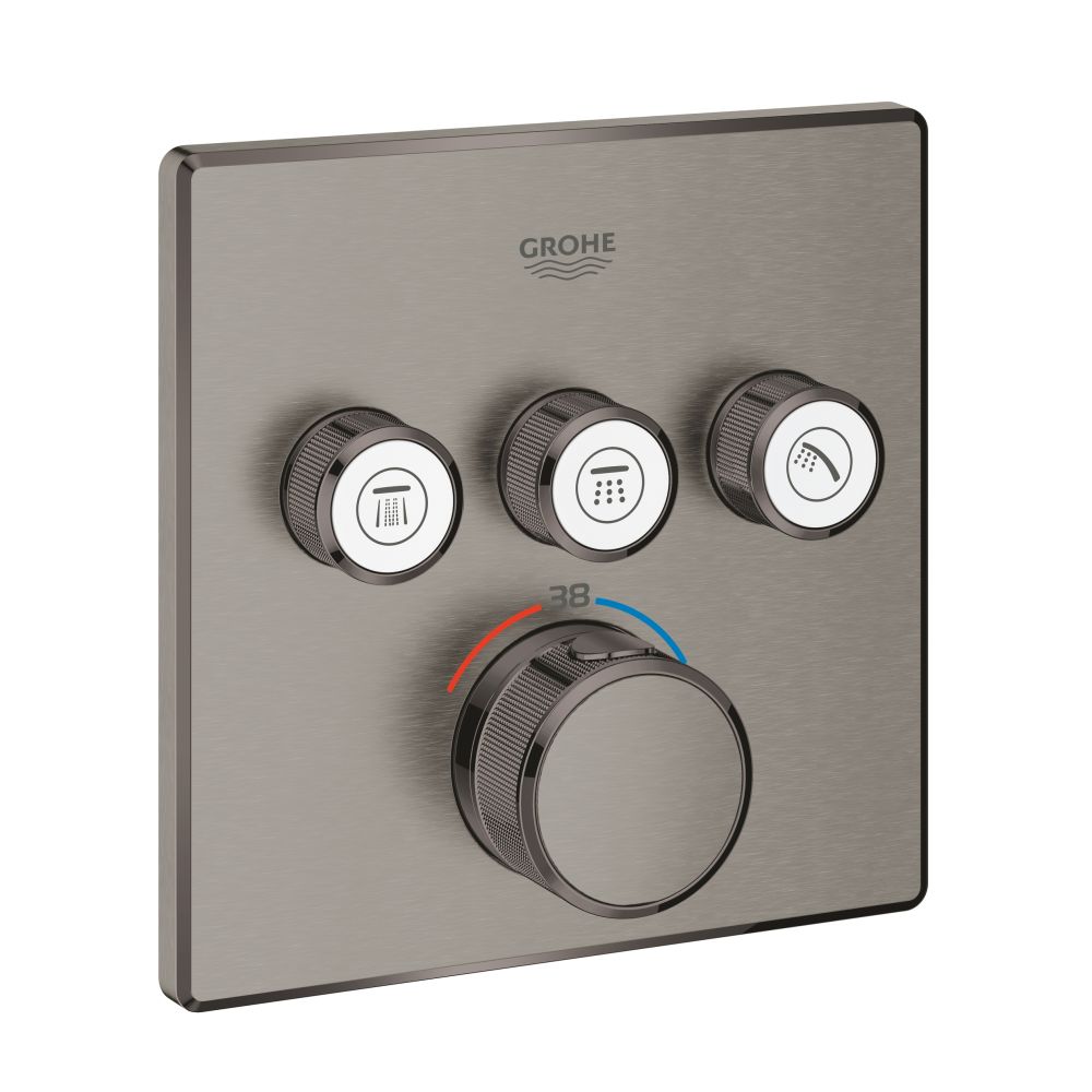 Внешняя часть термостата для ванны и душа GROHE Grohtherm SmartControl на 3 потребителя, темный графит матовый (29126AL0)