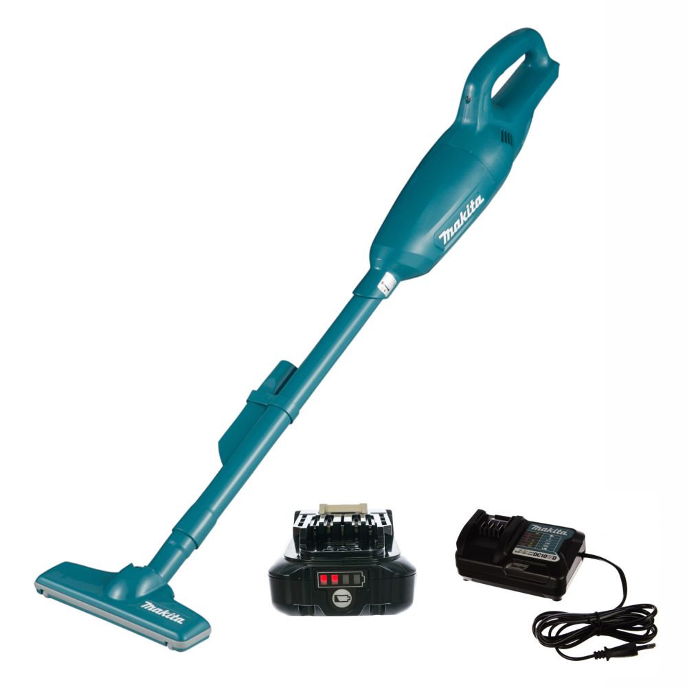 Набор: аккумуляторный пылесос Makita CXT CL106FDZ + аккумулятор Makita BL1021B (CXT 12В, 2 Ач) + зарядное устройство  Makita DC10WD (Li-Ion CXT, 10,8-12В)