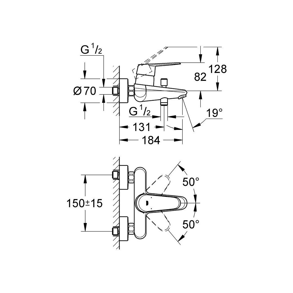Смеситель для ванны GROHE Eurodisc Cosmopolitan, хром (33390002/U), уцененный товар