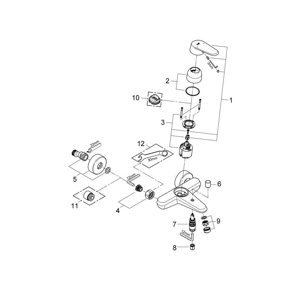 Смеситель для ванны GROHE Eurodisc Cosmopolitan, хром (33390002/U), уцененный товар