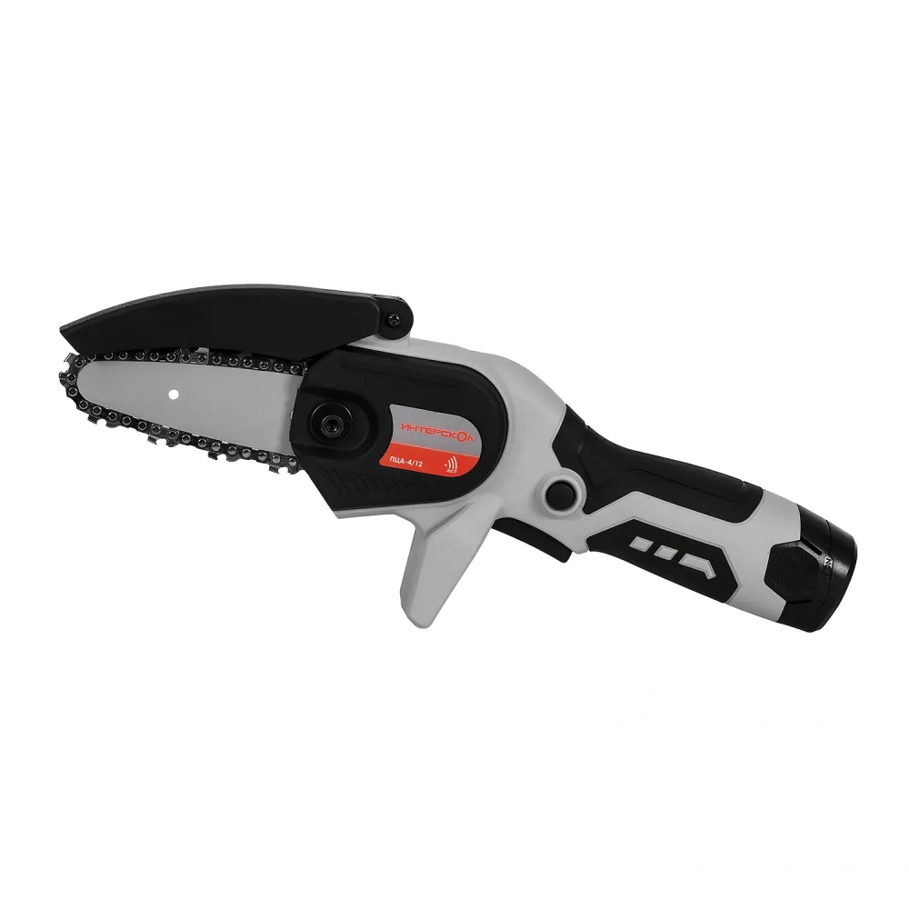 Аккумуляторная цепная пила ИНТЕРСКОЛ ПЦА-4/12, 12 В, 10 см, 3.9 м/с, с АКБ 2 Ач и ЗУ (811.0.0.70-B2C)