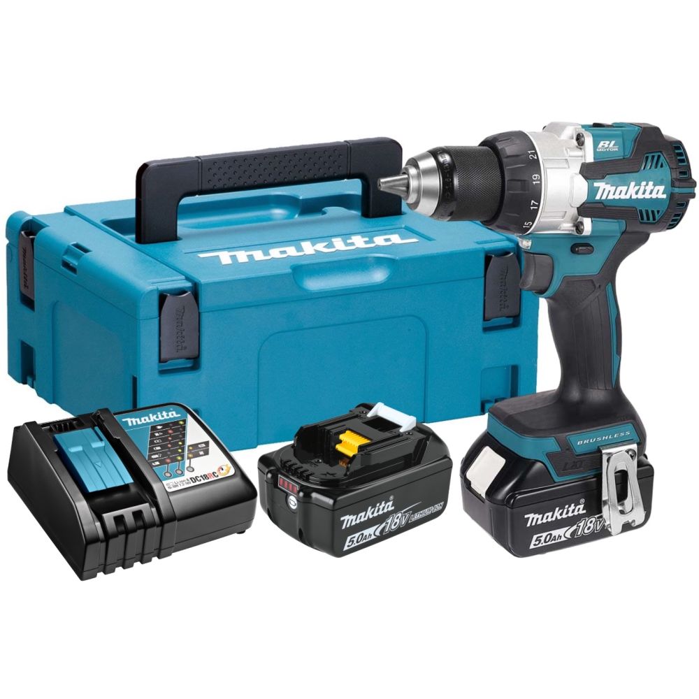Аккумуляторная дрель-шуруповерт Makita DDF489RTJ, 18 В, 1800 об/мин, с 2 акб 5 Ач и ЗУ, в кейсе MakPac