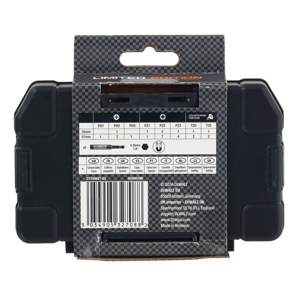 Комплект из 10 наборов бит DEWALT McLaren Limited Edition DT70902T, PH/PZ/Torx, 25/57 мм, 10х28 шт., в кейсе (DT70902T-QZ-10)