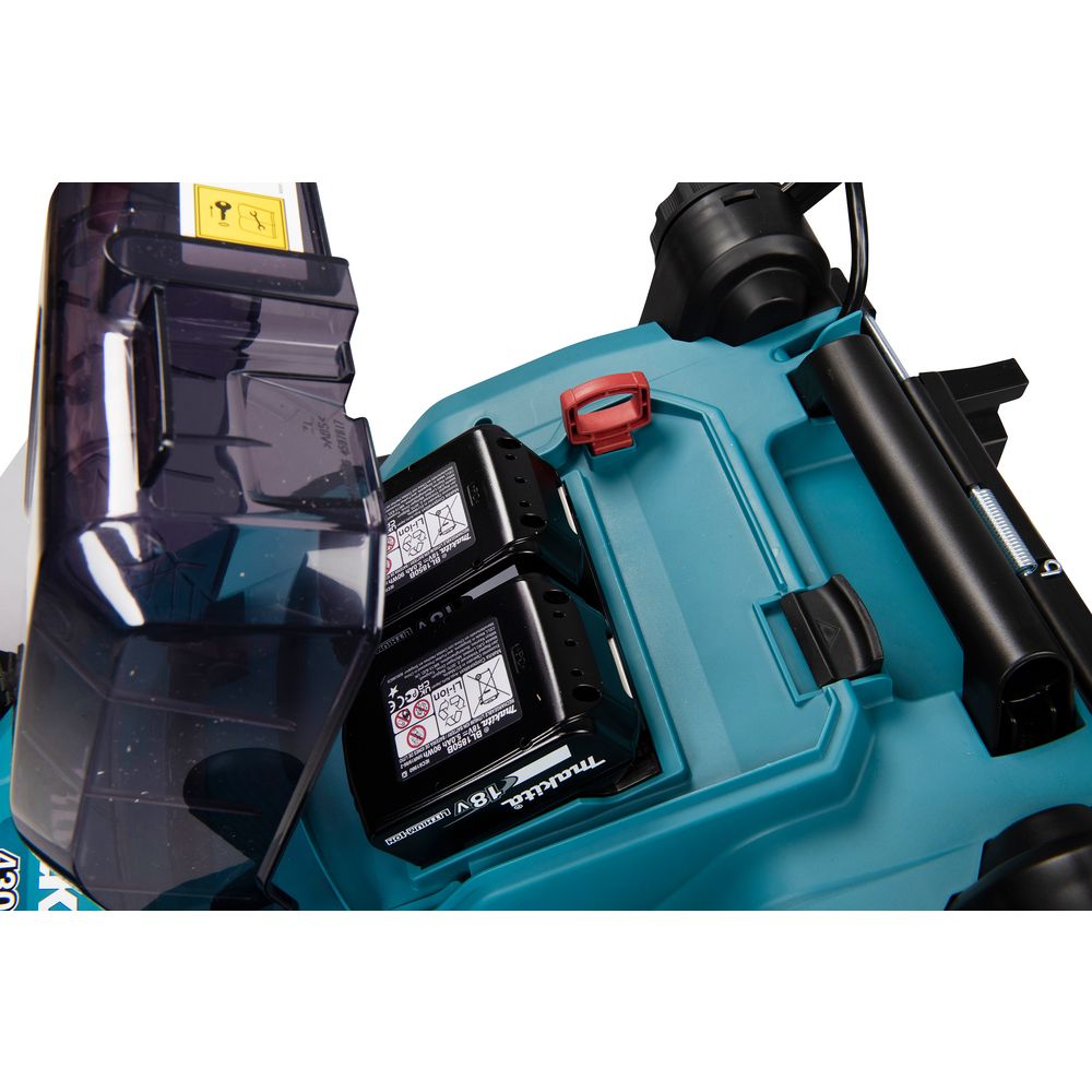 Аккумуляторная газонокосилка Makita LXT 2x18 В, 38 см, 40 л, с 2 АКБ 4 Ач и ЗУ, DLM382PM2