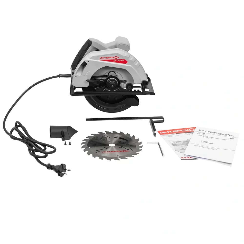 Пила дисковая ИНТЕРСКОЛ ДП-190/1600, 1600 Вт, 190 мм, 5000 об/мин (681.0.0.00)