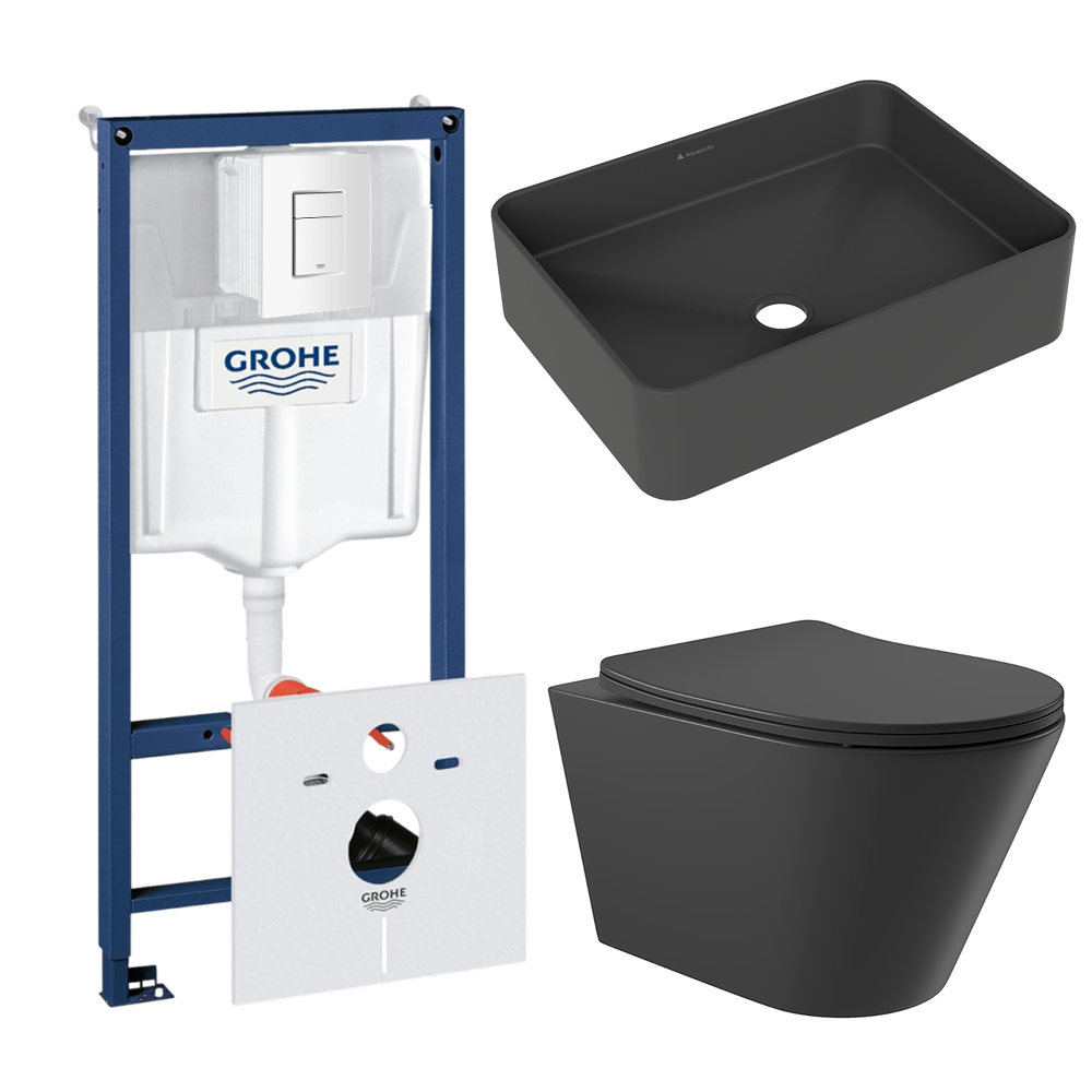 Комплект инсталляции GROHE Rapid SL 38772SH0 с унитазом Aqueduto CONE CONT2140 и раковиной Aqueduto ESPIRAL ESP0440 (NW0650)