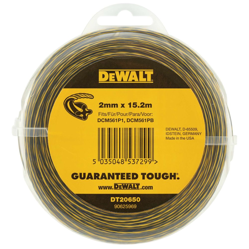 Леска для триммера DEWALT DT20650, витой квадрат, 2 мм, 15.2 м, 5 шт. (DT20650-QZ-5)