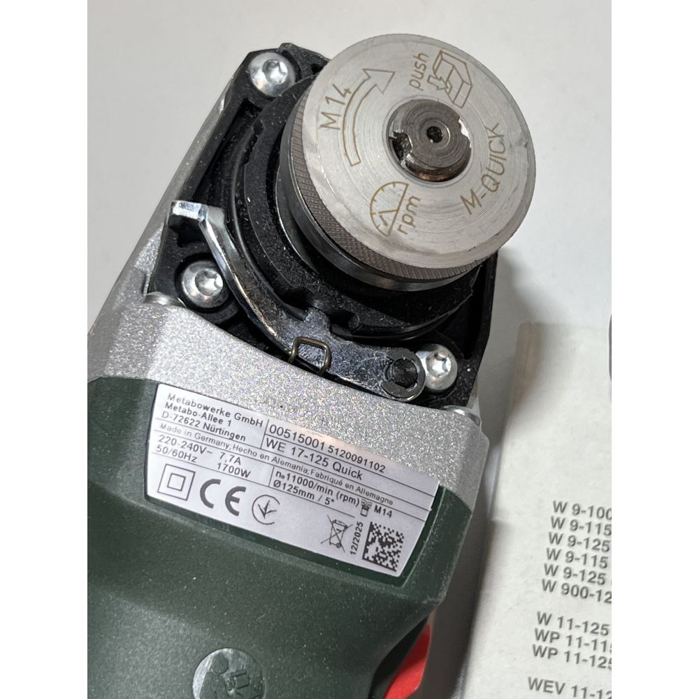 Угловая шлифмашина Metabo WE 17-125 Quick, 1700 Вт, 125 мм, 11000 об/мин, (УЦЕНЕННЫЙ ТОВАР) (600515000/U1)