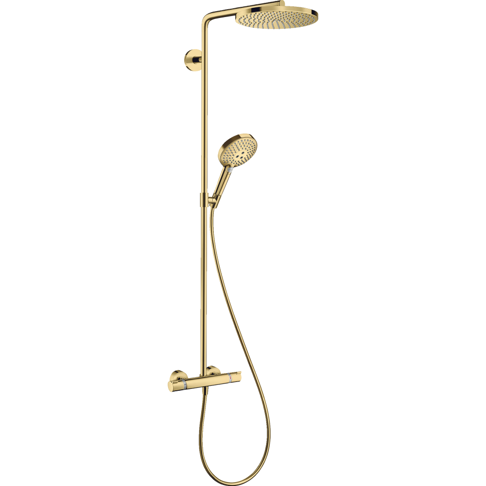 Душевая система hansgrohe Raindance Select S 240 1jet PowderRain с термостатом 27633990, полированное золото