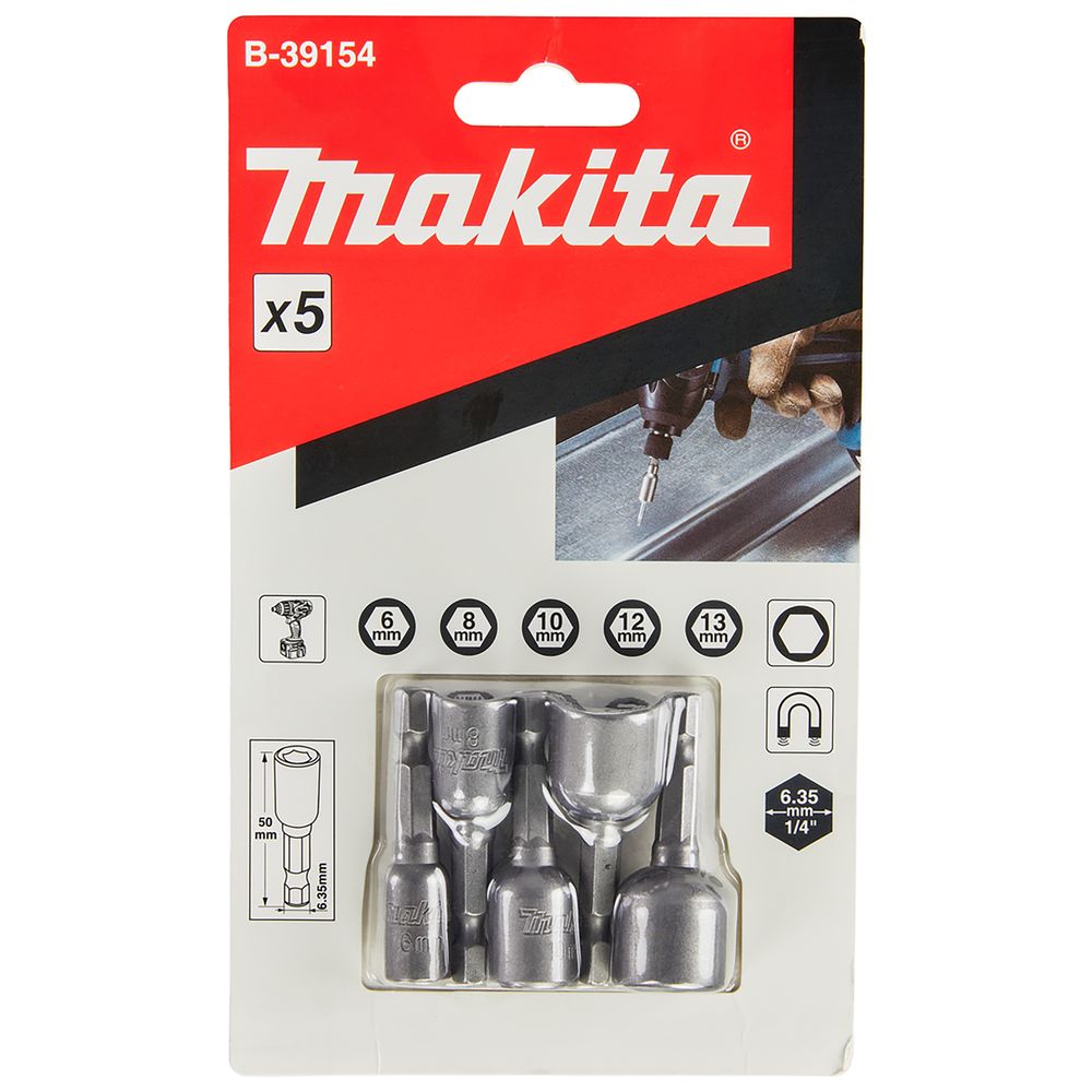 Набор магнитных торцевых головок Makita, 8-13 мм, 4 шт., B-57554
