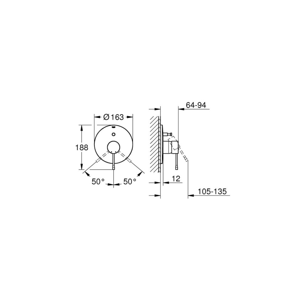 Внешняя часть смесителя для ванны GROHE Essence, холодный рассвет глянец (19285GL1)