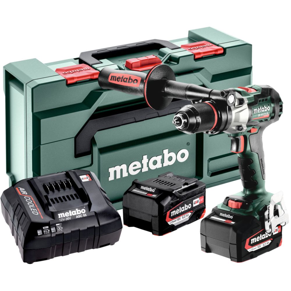 Ударная дрель-шуруповерт Metabo SB 18 LTX BL I, 18 В, 2000 об/мин, 38000 уд/мин, с 2 АКБ 5.2 Ач и ЗУ в кейсе metaBOX (602360650)