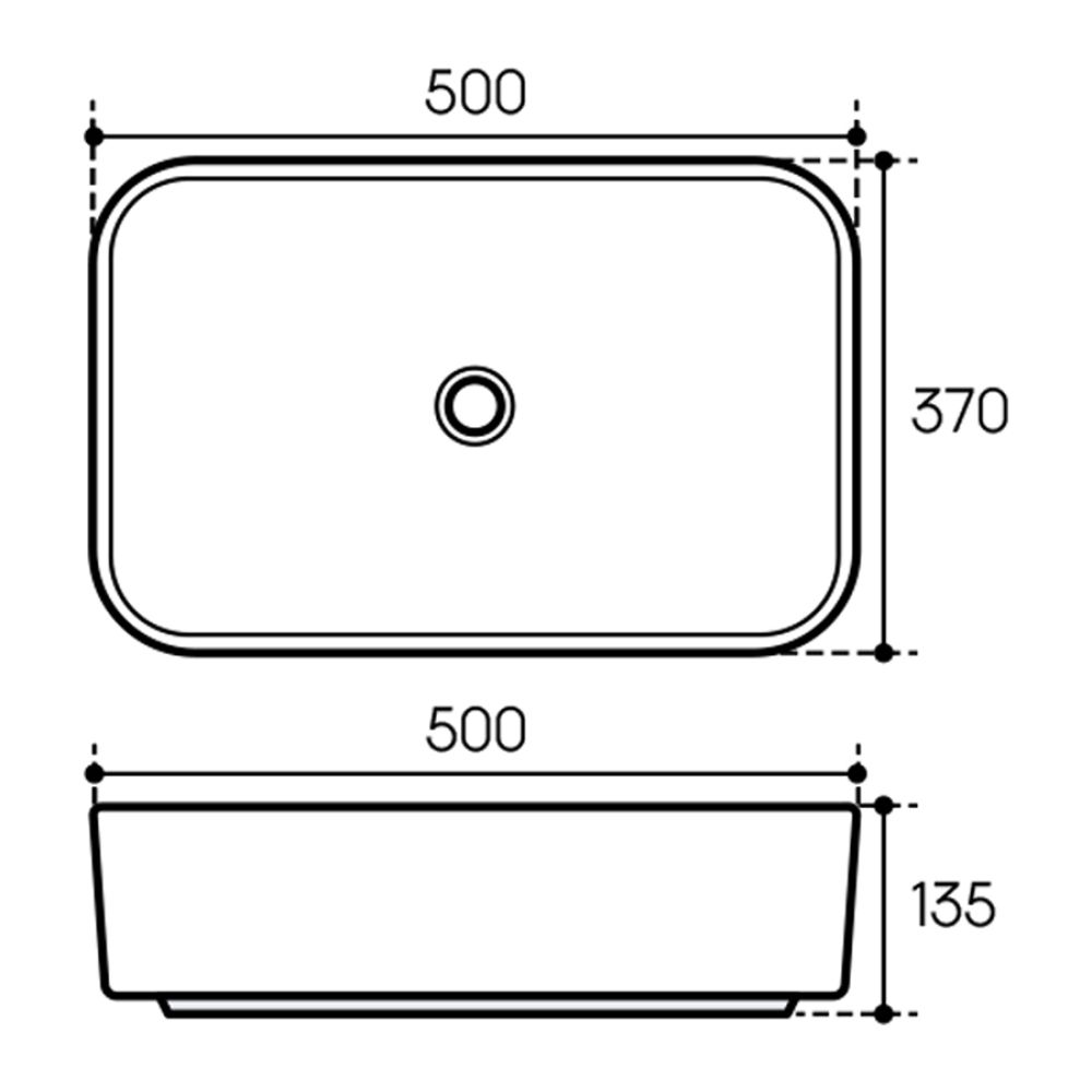 Раковина накладная Aqueduto ESPIRAL, прямоугольная 370*500, белый глянцевый (ESP0410)