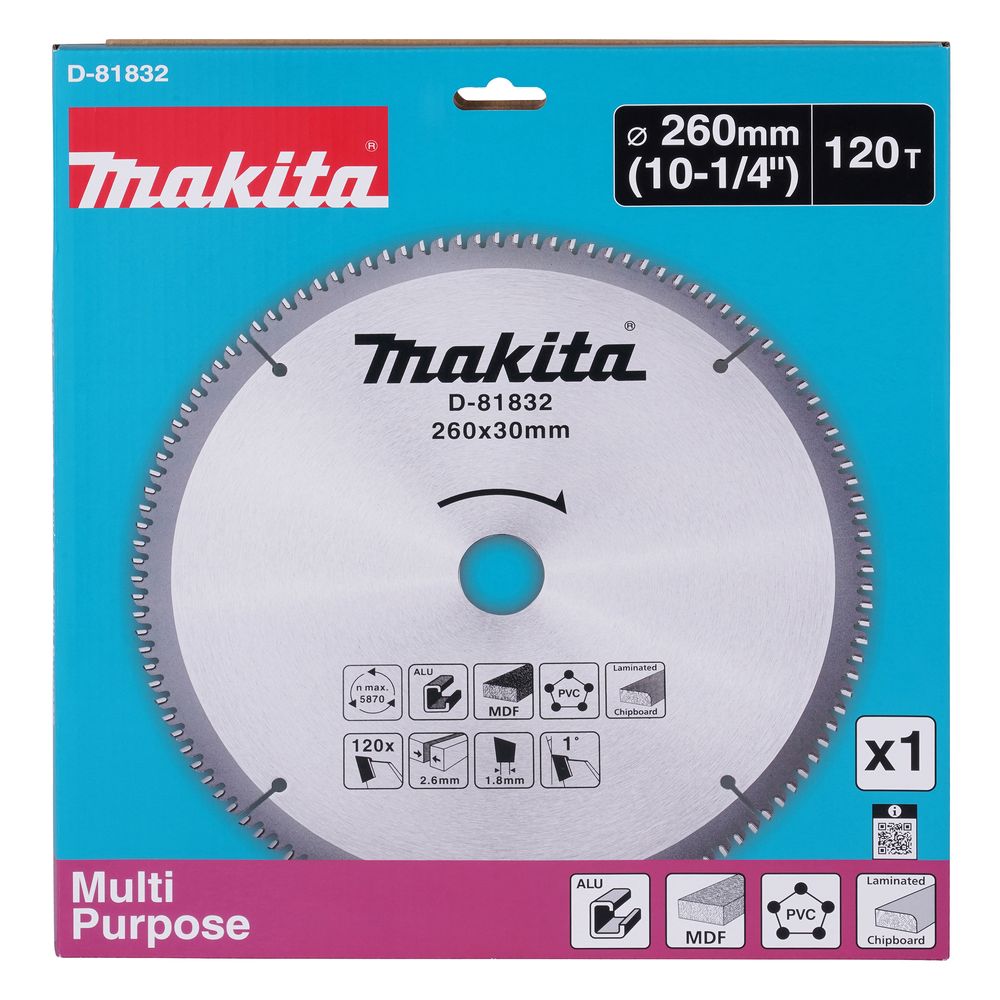 Диск пильный Makita D-81832, по мультиматериалу, 260х30х2.6 мм, 10 шт. (D-81832-10)