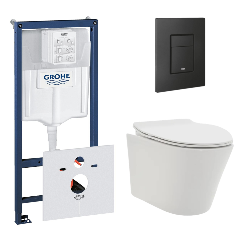 Комплект инсталляции GROHE 38811KF0 с унитазом AQUAme AQM2001 и сиденьем с микролифтом (NW0171)