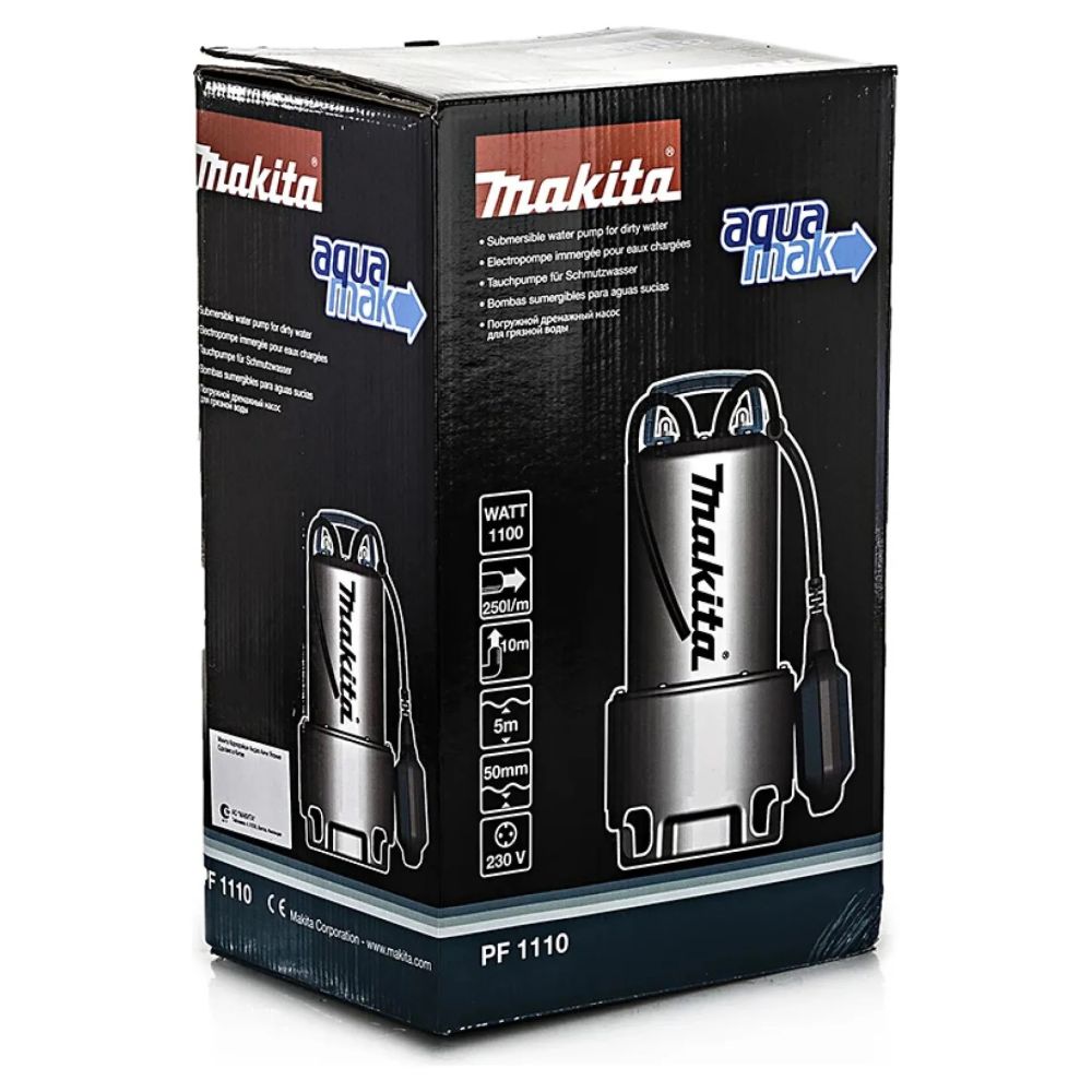 Дренажный насос Makita PF1110, 1100 Вт, 1 бар, 250 л/мин