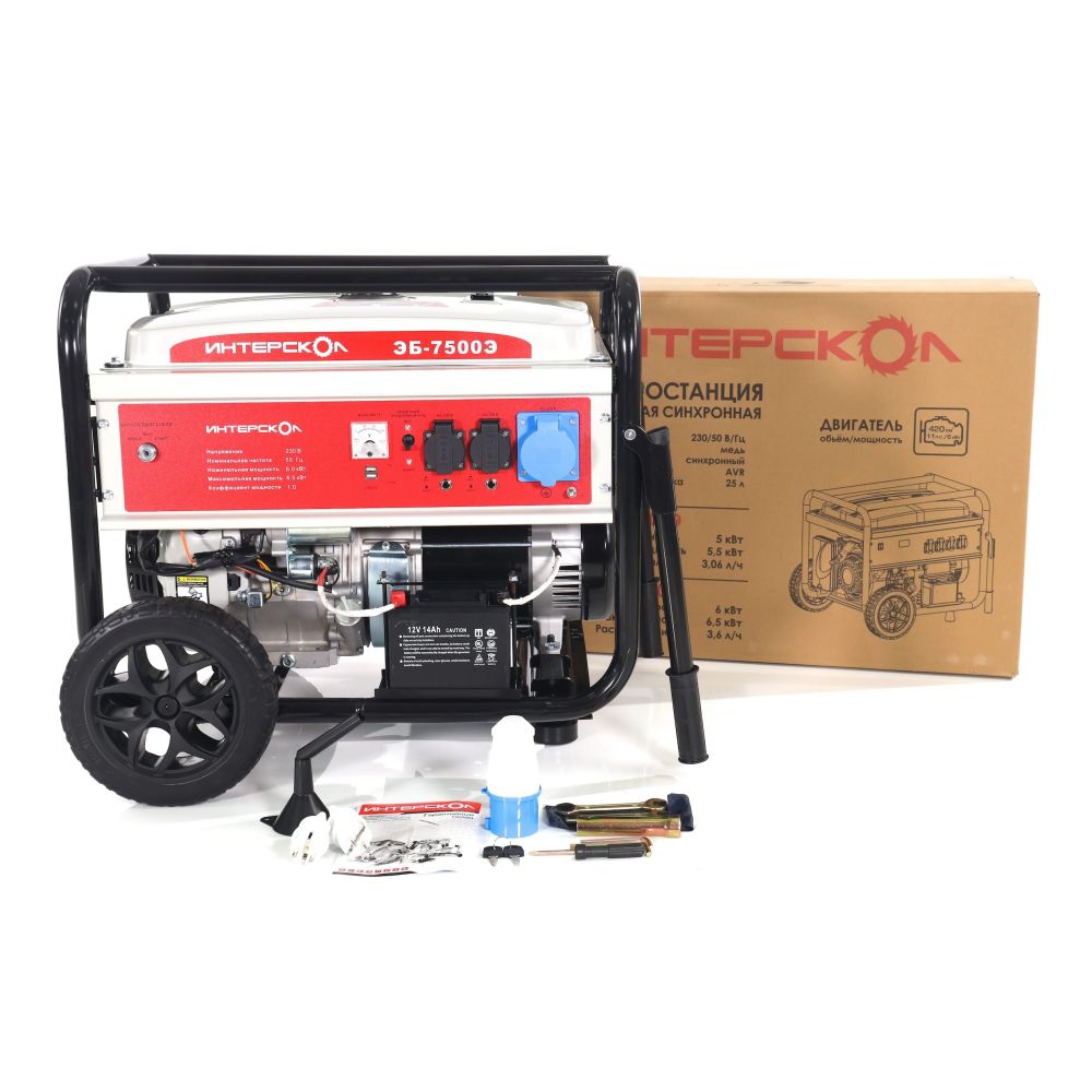 Генератор бензиновый ИНТЕРСКОЛ ЭБ-7500Э синхронный, 6 кВт, (796.0.0.40)