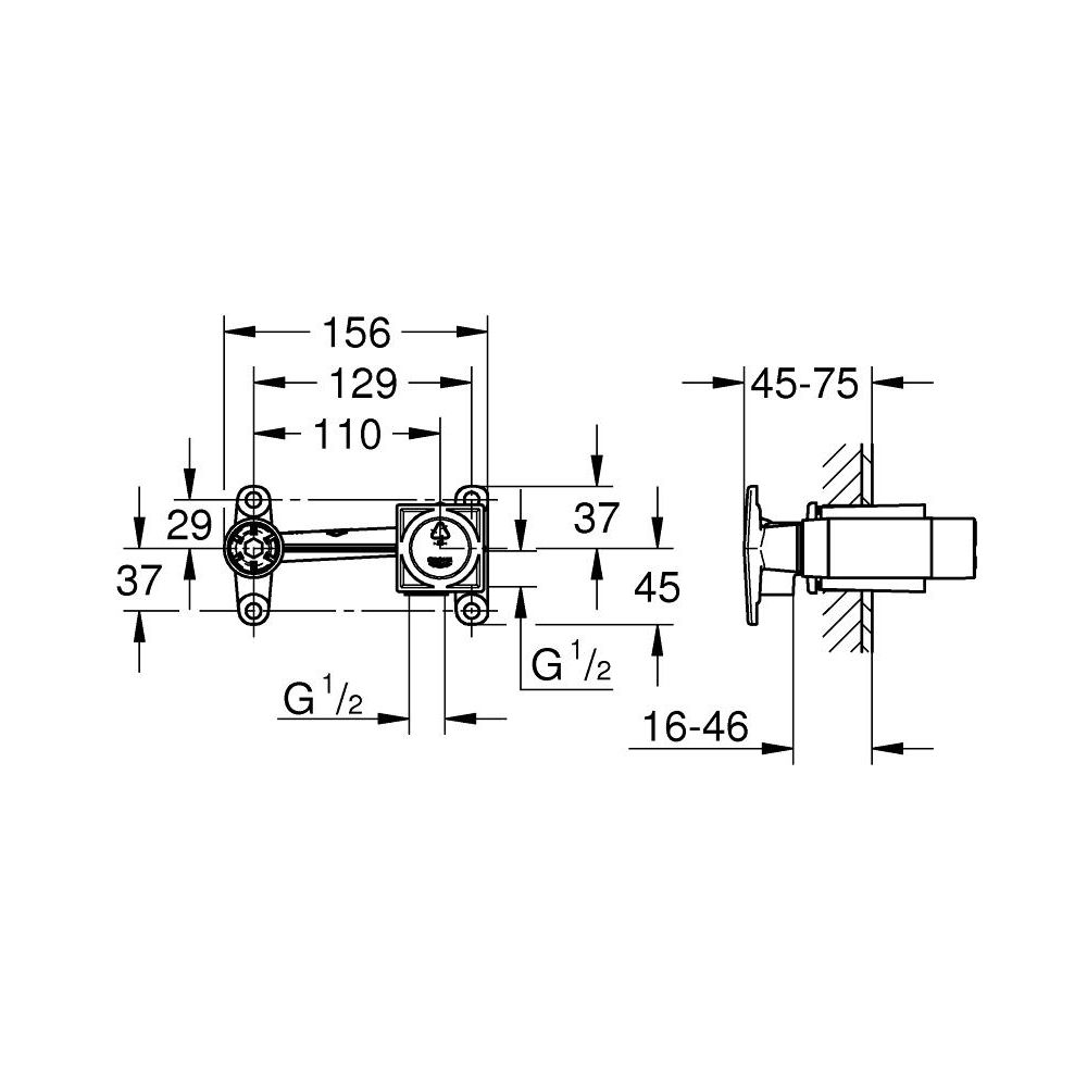 Встраиваемая часть однорычажного смесителя для раковины GROHE на 2 отверстия (23200000)