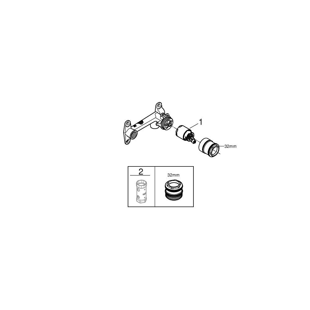 Встраиваемая часть однорычажного смесителя для раковины GROHE на 2 отверстия (23200000)