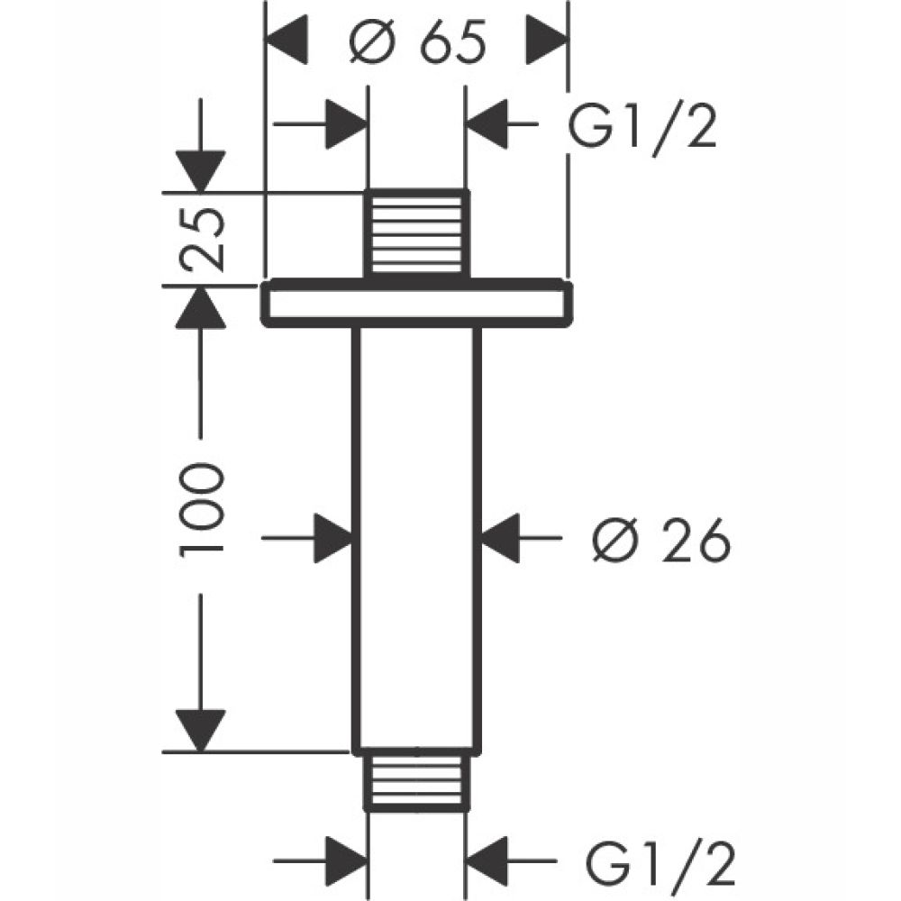 Душевой кронштейн hansgrohe Vernis Blend потолочный 100 мм 27804670, матовый черный