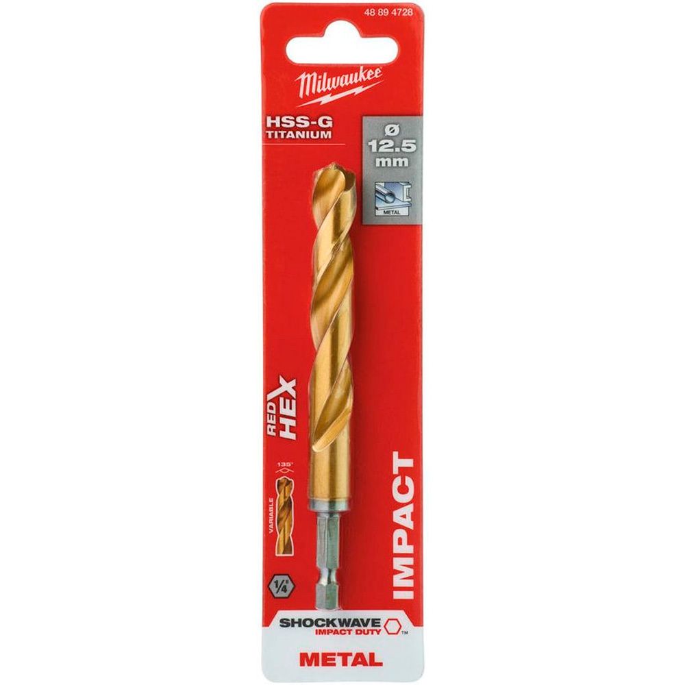 Сверло по металлу Milwaukee RedHEX HSS-G TiN 12,5 мм, 48894728