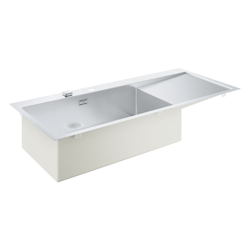 Мойка GROHE K1000 80-S 116/52 1.0 с корзинчатым вентилем, нержавеющая сталь (31581SD1)