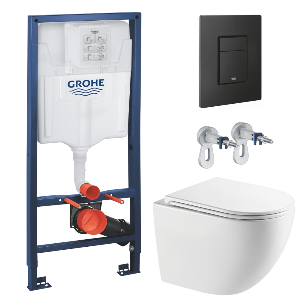 Комплект инсталляции GROHE Solido 38811KF0 с унитазом AQUAme AQM2014PRO и сиденьем с микролифтом, смыв Invisible (NW0305)