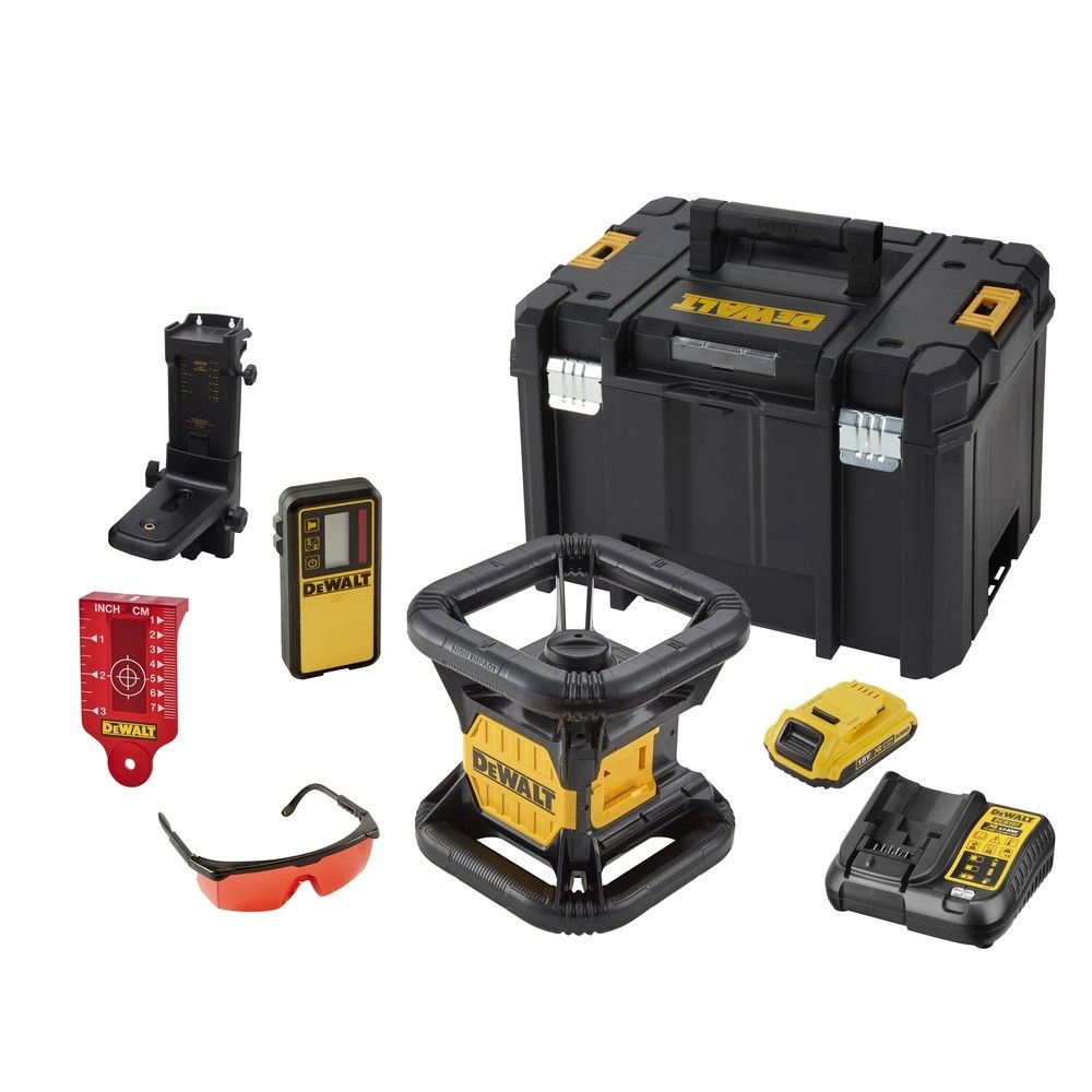 Самовыравнивающийся ротационный КРАСНЫЙ лазерный уровень DEWALT DCE074D1R, для вертикального и горизонтального применения