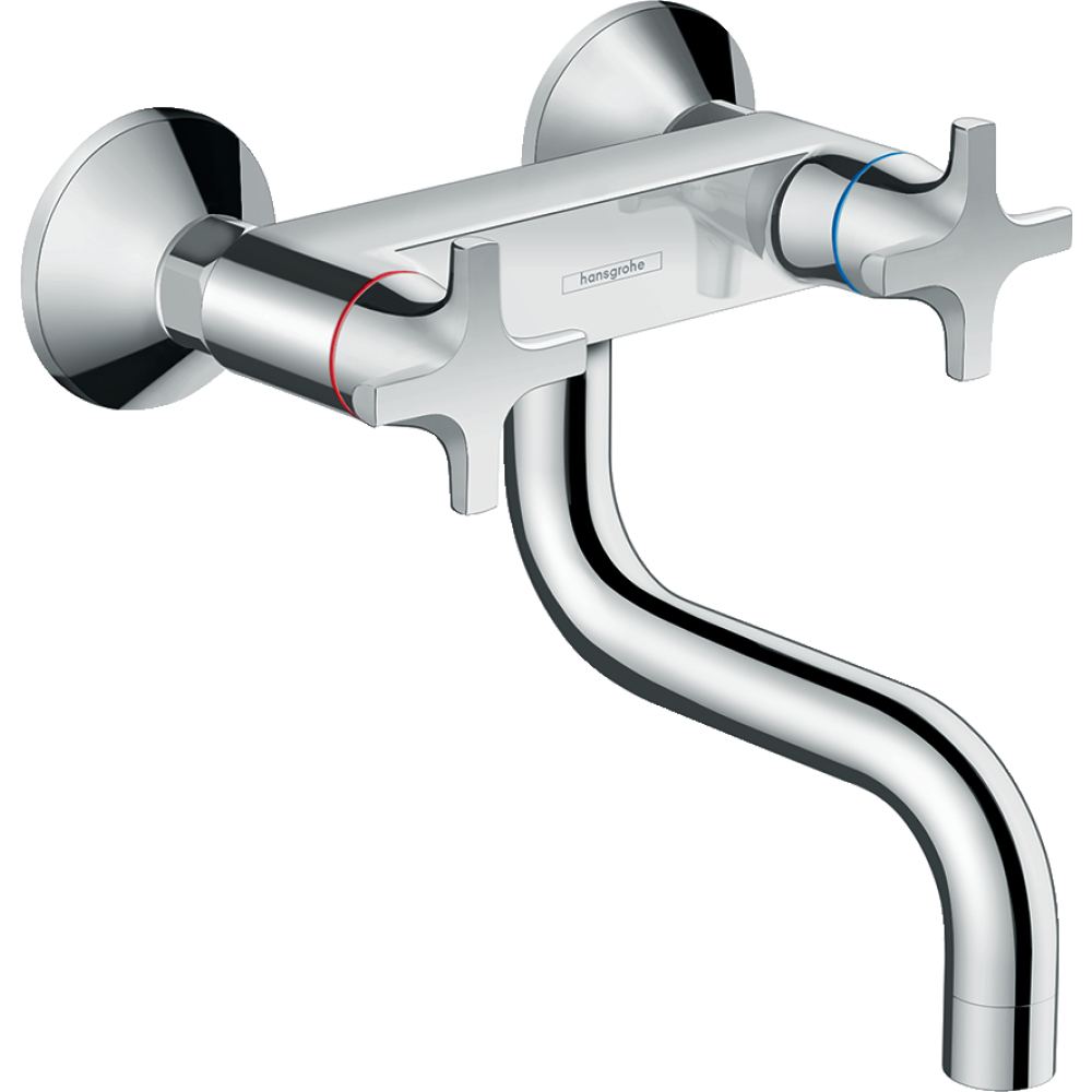 Смеситель для кухонной мойки hansgrohe Logis M32 настенный внешнего монтажа, двухвентильный 71287000, хром