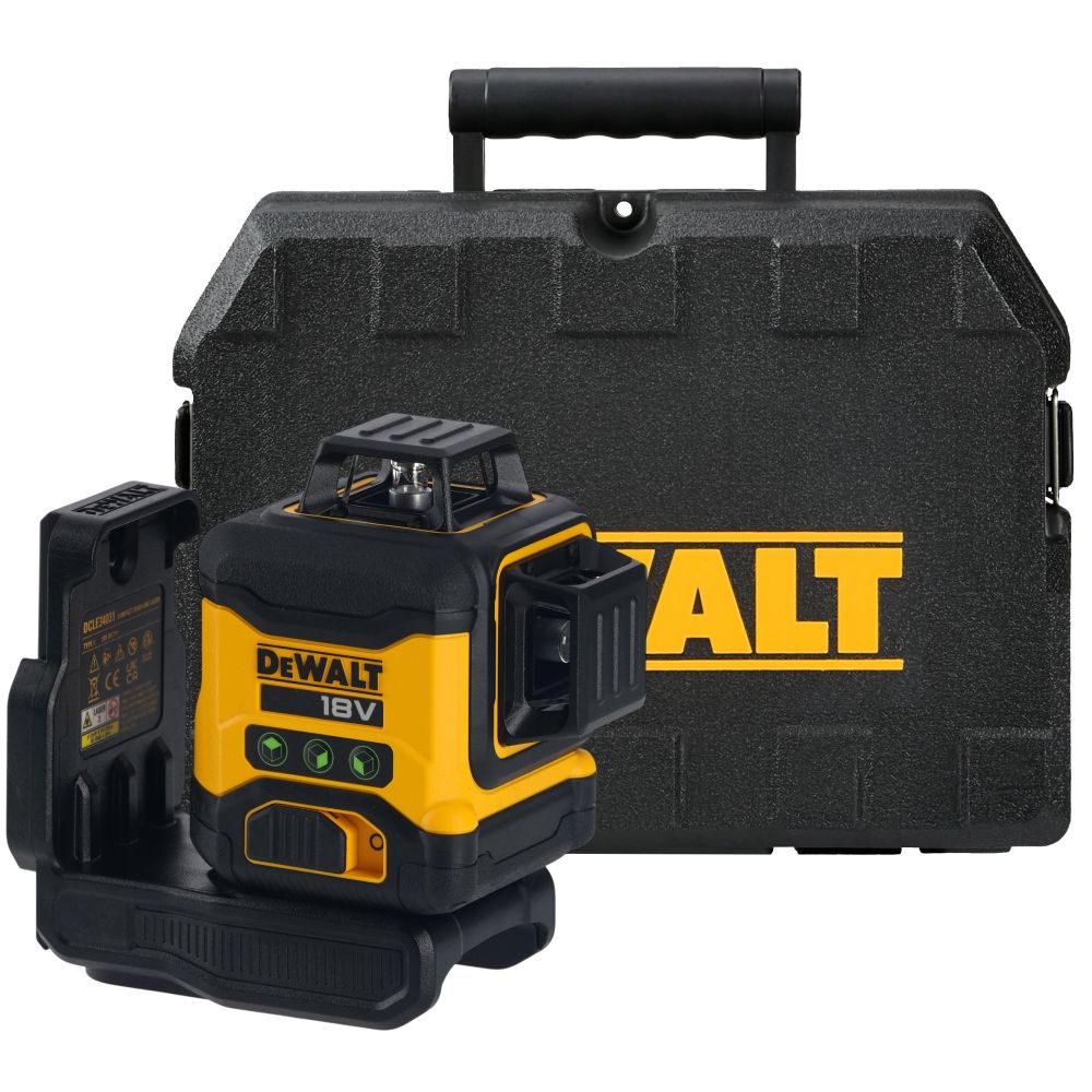 Аккумуляторный лазерный нивелир DEWALT DCLE34031N, 18 В, зеленый луч, 40 м, без АКБ и ЗУ, в кейсе (DCLE34031N-XJ)