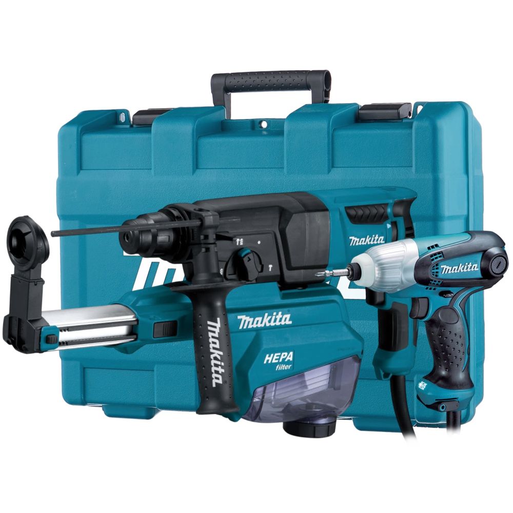 Набор электроинструмента Makita: дрель DP4021 + перфоратор HR2652, в кейсе (ACSET-26)