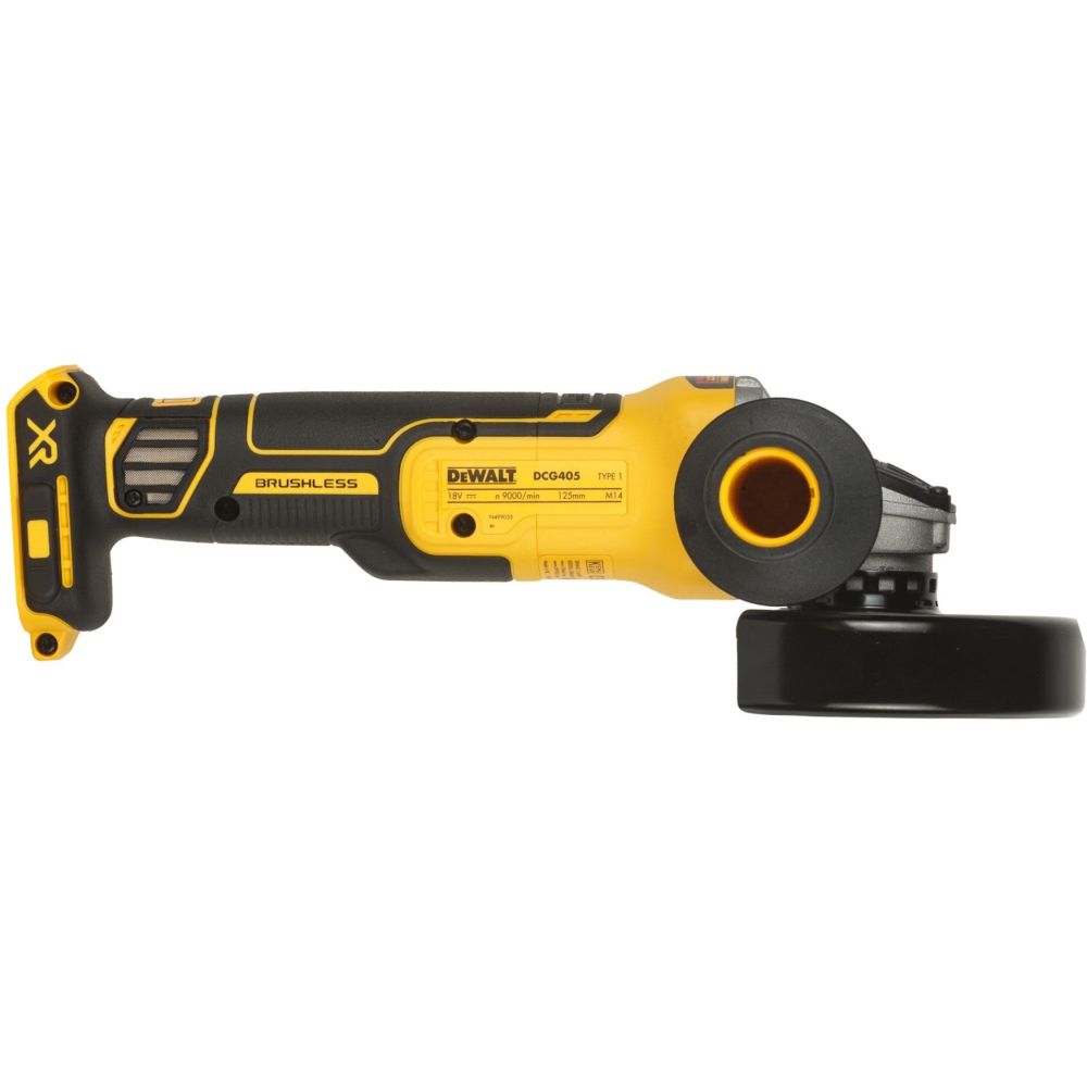 Аккумуляторная угловая шлифмашина DEWALT DCG405H2T, 18 В, 125 мм, 9000 об/мин, с 2 АКБ 5 Ач и ЗУ, в кейсе TSTAK (DCG405H2T-QW)